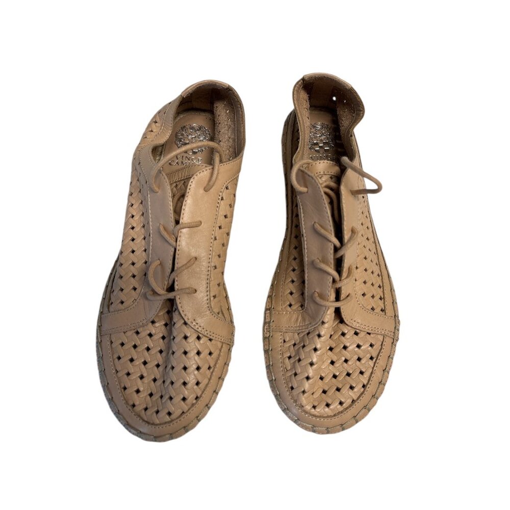 Vince Camuto Galstita Leather Sneaker Tan Lace up 7.5 M